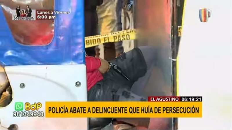 El Agustino: Mototaxista armado es abatido tras huir de intervención policial