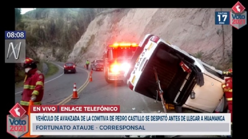 Ayacucho: Camioneta de campaña de Pedro Castillo se vuelca cuando se dirigía a Huamanga